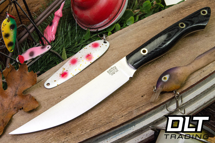 Bark River Mini Kalahari Sportsman CPM-154 Black Canvas Micarta - Hollow Brass Pins