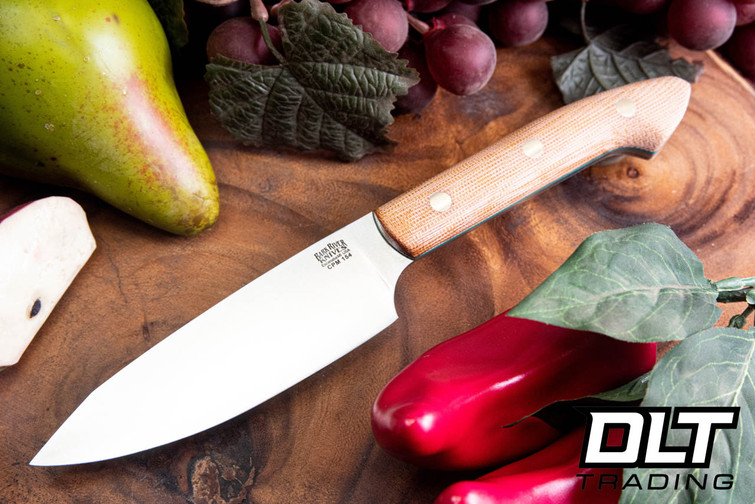 Bark River Petty Z CPM-154 Natural Canvas Micarta - Matte - Green Liners - Brass Pins