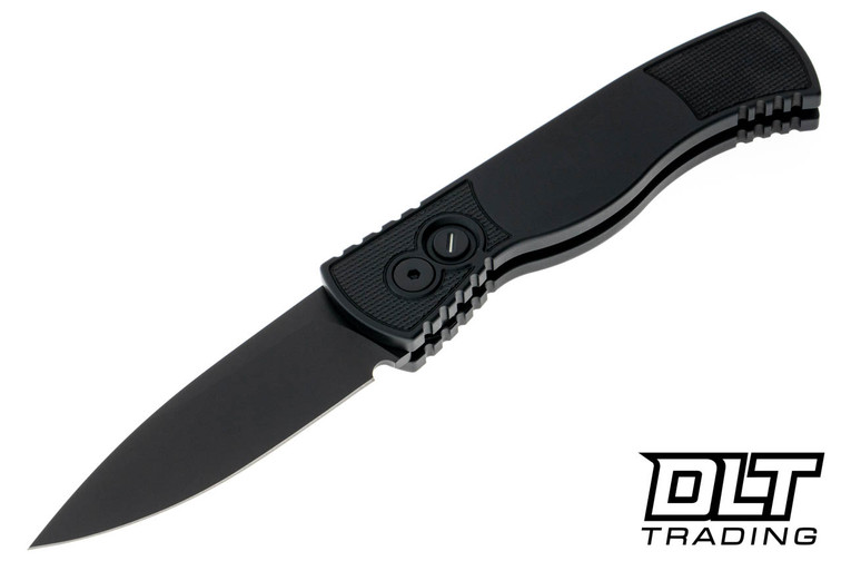 Pro-Tech TR-2 Operator Push Button Knife in solid black. 