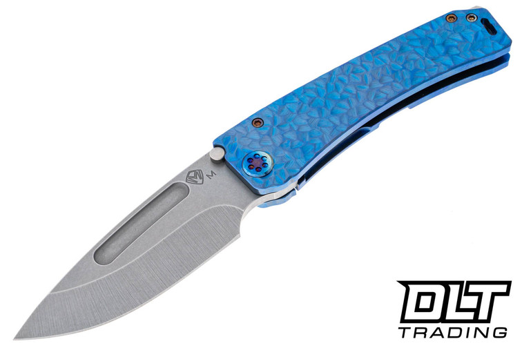 Medford Marauder H Drop Point - Tumbled MagnaCut - Blue Peaks & Valleys Sculpting - Flamed Hardware - Blue Clip #2