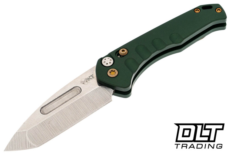Medford Praetorian Swift Tanto - Tumbled S45VN - Green Aluminum - Bronze Hardware & Clip