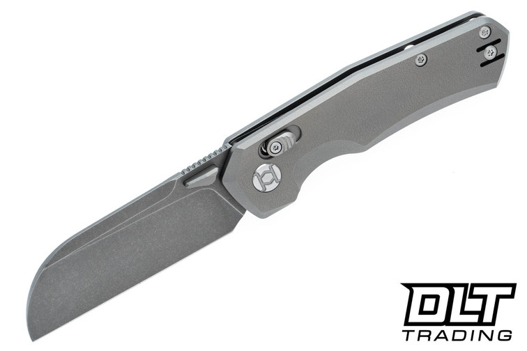 Kunwu Compact Chad - Stonewashed PM60 Blade - Orange Peel Titanium Handle