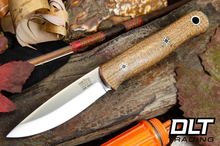 Bark River Ultra Lite Bushcrafter S45VN Tan Burlap - Red Liners - Mosaic Pins