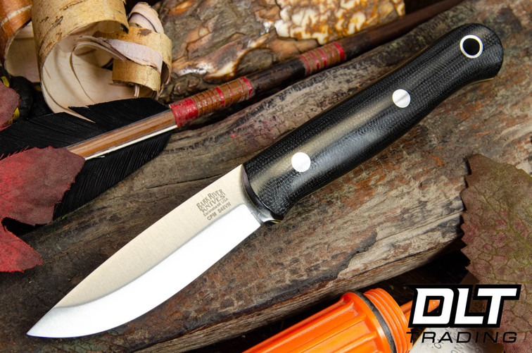 Bark River Ultra Lite Bushcrafter S45VN Black Canvas Micarta - Yellow Liners