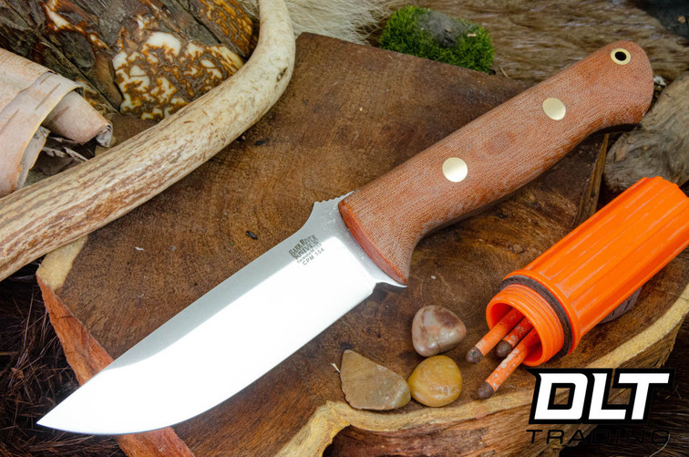 Bark River Bravo 1 CPM-154 Natural Canvas Micarta - Matte - Brass