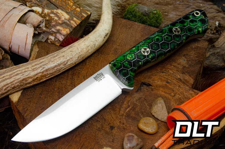 Bark River Bravo 1 CPM-154 Hulk Caged Voodoo Resin - Toxic Green Liners - Mosaic Pins - Rampless