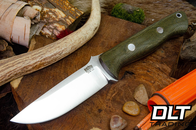 Bark River Bravo 1 CPM-154 Green Canvas Micarta - Black Liners