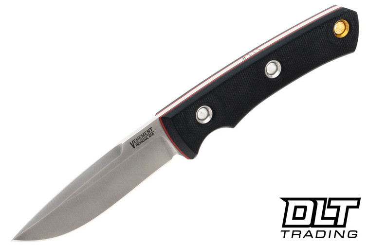 Vehement Foreman - Black Micarta - Red Liners - Satin Blade - Black Leather - White Stitching