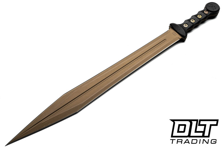 RMJ Tactical Gladius 3V - Burnt Bronze Cerakote Blade - Black G-10 Handle