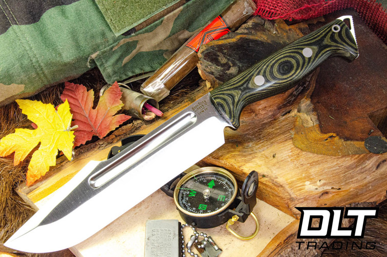 Bark River Tope Recon 3V Black & Green Linen Micarta - Rampless