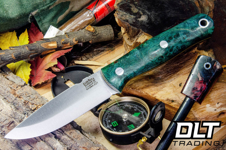 Bark River Euro Bushcrafter MagnaCut Forest Green Maple Burl - Yellow Liners