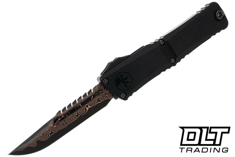 Microtech 1217-16MS1 Combat Troodon LT Interceptor - Baker Forge Raindrop Copeprmai Damascus - Hefted Black Alloy - DLC Hardware - Signature Series Microtech 1217-16MS1 Combat Troodon LT Interceptor - Baker Forge Raindrop Copeprmai Damascus - Hefted Black Alloy - DLC Hardware - Signature Series