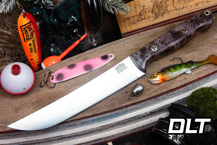 Bark River Fin & Bone MagnaCut Mauve Maple Burl - Toxic Green Liners - Mosaic Pins