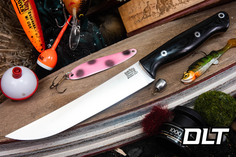 Bark River Fin & Bone MagnaCut Black Canvas Micarta - Red Liners - Mosaic Pins