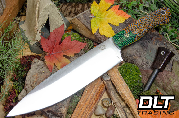 Bark River Aurora III 3V IBN Micarta - Yellow Liners - Mosaic Pins #3