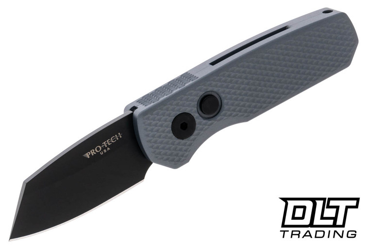 Pro-Tech Runt 5 - Textured Grey Handle - Black DLC MagnaCut Blade - Reverse Tanto