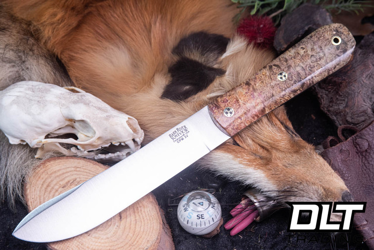 Bark River Mountain Man 5" 3V Tan Maple Burl - Black Liners - Mosaic Pins