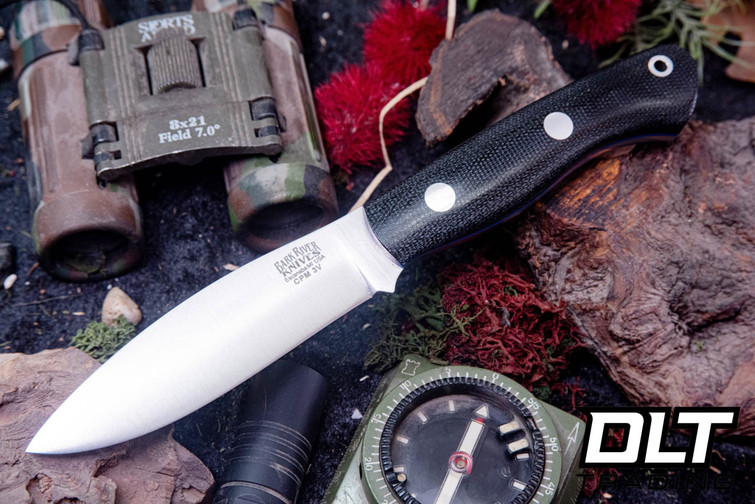 Bark River Mini Tundra 3V Black Canvas Micarta - Blue Liners