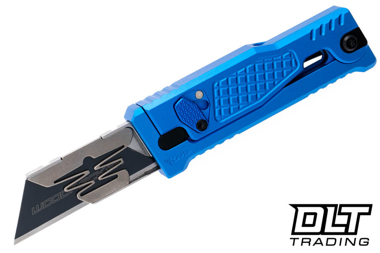 Reate EXO-U Utility Blade v2 - Diamond Pattern - Dark Blue Anodized Aluminum