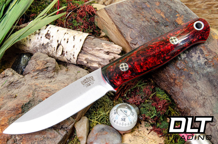 Bark River Bushcrafter LT 3V Devil's Cut Voodoo Resin - Thick Red Liners - Mosaic Pins