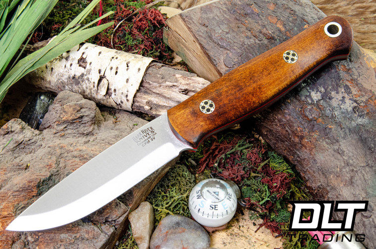 Bark River Bushcrafter LT 3V Dark Curly Maple - Red Liners - Mosaic Pins #1