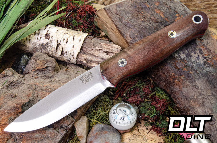Bark River Bushcrafter LT 3V Chocolate Maple Burl - Thick Red Liners - Mosaic Pins