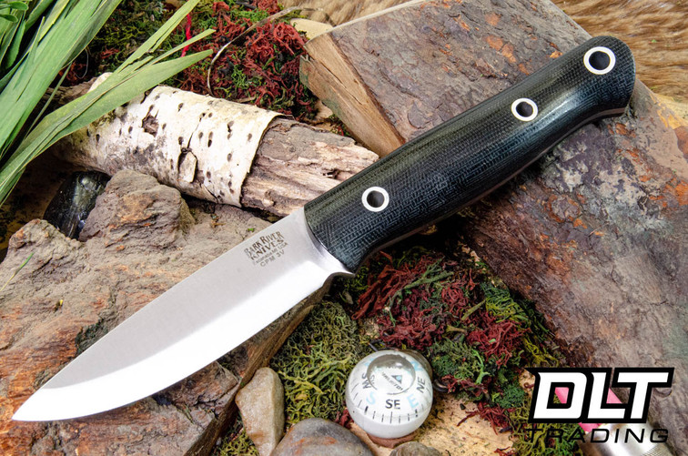 Bark River Bushcrafter LT 3V Black Canvas Micarta - Hollow Pins