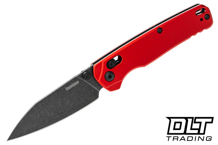 Kershaw Bel Air 6105RDBW with blackwash MagnaCut reverse tanto blade and red aluminum handle.