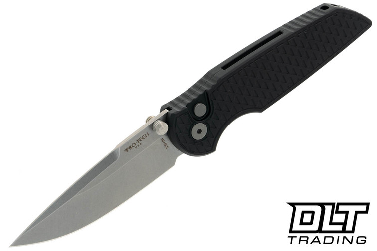 Pro-Tech TR-3 Integrity Manual - Black Relic Textured Handle - Stonewashed Blade