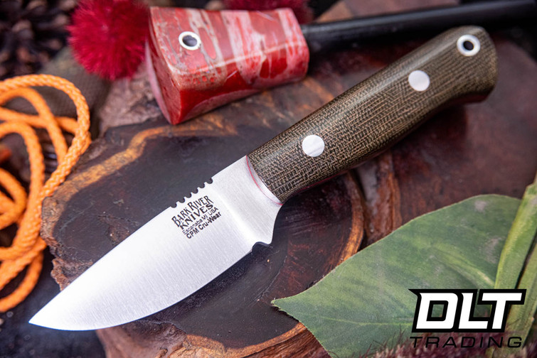 Bark River Necker Cru-Wear Green Canvas Micarta - Red Liners