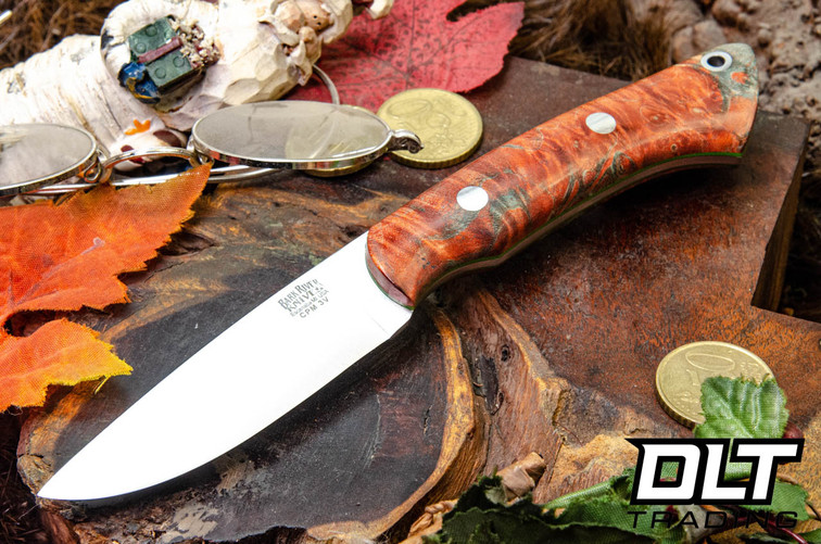 Bark River Featherweight Fox River 3V Orange & Green Maple Burl - Toxic Green Liners