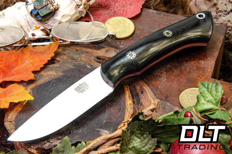 Bark River Featherweight Fox River 3V Black Canvas Micarta - Red Liners - Mosaic Pins