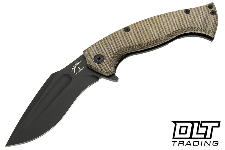 Knight Elements V2 Ultra Kukri Folder - Green Canavs Micarta - Black N690 Blade