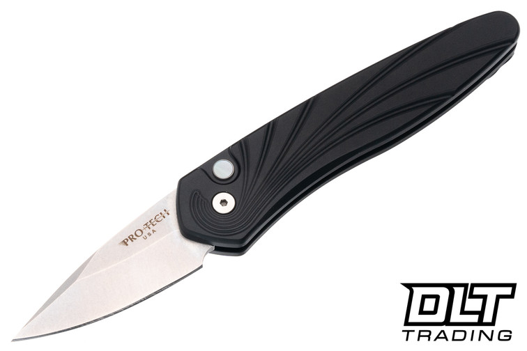 Pro-Tech Half Breed - Black Handle - Wave Pattern - Stonewashed Blade
