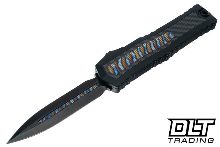 Marfione Custom Atreus D/E - Black Anodized - Carbon Fiber & Flamed Titanium Inlay - DLC Cryo Ice Finished Blade - Flamed Titanium Accents