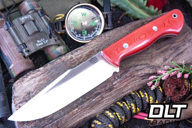 Bark River Hellkat Utility 4V Red Linen Micarta - White Liners