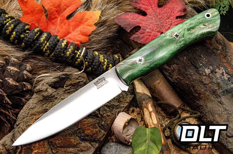 Bark River Aurora MagnaCut Lime Green Maple Burl - Red Liners - Mosaic Pins