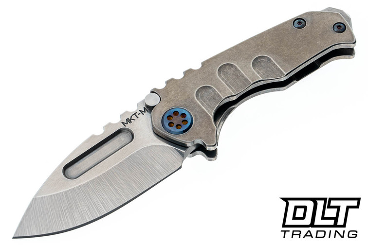 Medford Micro Praetorian T Drop Point - Tumbled MagnaCut - Tumbled Titanium - Flamed Hardware & Clip