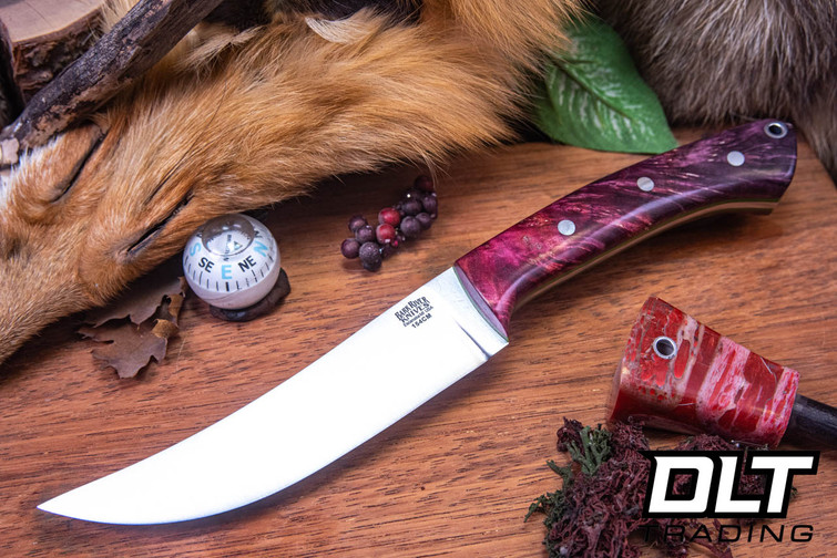 Bark River Fox River Trailing Point 154CM Cherry & Lavender Maple Burl - Thick Toxic Green Liners #2