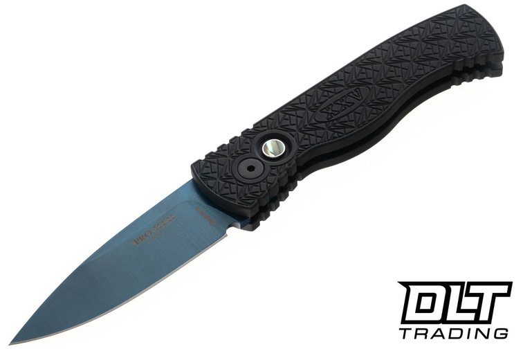 Pro-Tech TR-2 - Black Nexus Handle - Sapphire Blue MagnaCut Blade - Abalone Button