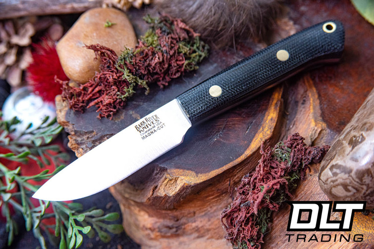 Bark River Little Creek Magnacut Black Canvas Micarta - Brass Pins