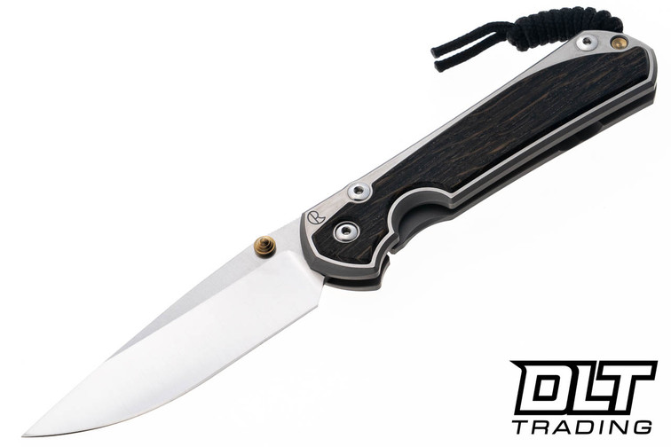 Chris Reeve Large Sebenza 31 - Polished Titanium & Blade - Bog Oak Inlay - #36