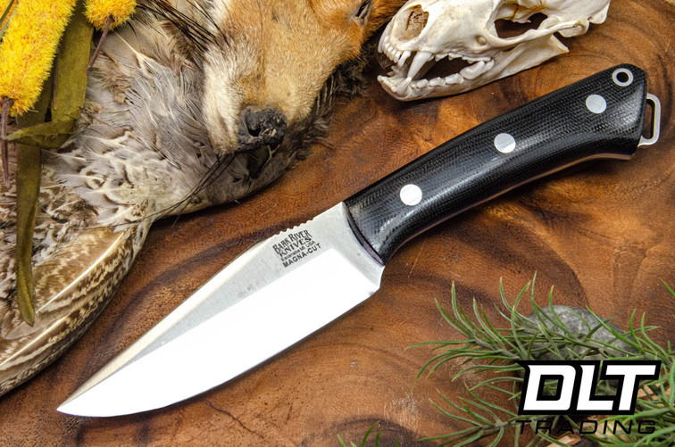 Bark River Yukon Skinner MagnaCut Black Canvas Micarta - Blue Liners