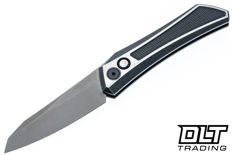 Pro-Tech Oligarch Two Tone 17-4 Stainless Steel Weave Textured Handles - Smoke Grey DLC MagnaCut Blade