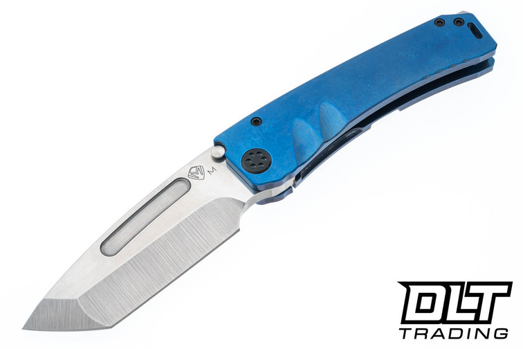 Medford Marauder Tanto - Tumbled MagnaCut - Blue Titanium - Black Hardware - DLC Clip