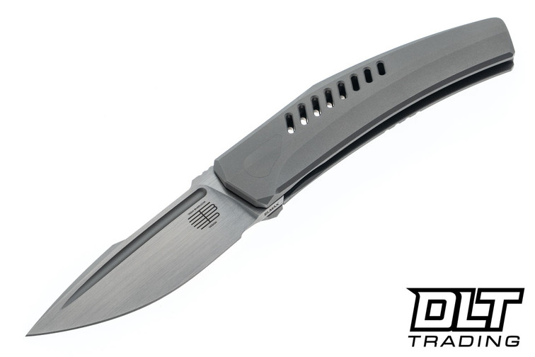 Tashi Bharucha Small Krypton Kickstop Flipper - Hand Rubbed Elmax Blade - Slotted Titanium Handle
