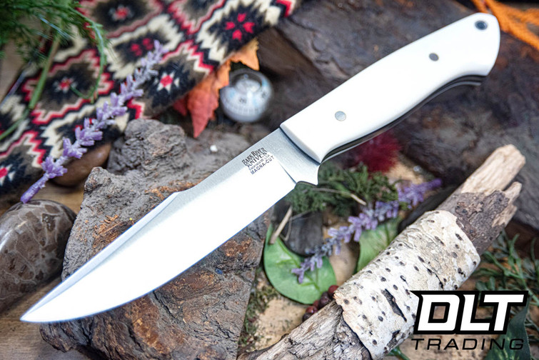 Bark River Huron River MagnaCut White Linen Micarta - Thick Black Liners