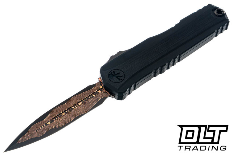 Microtech 1242-16MS3 Cypher II D/E Baker Hefted Alloy - DLC Hardware - Bronze Accents - Black Handle