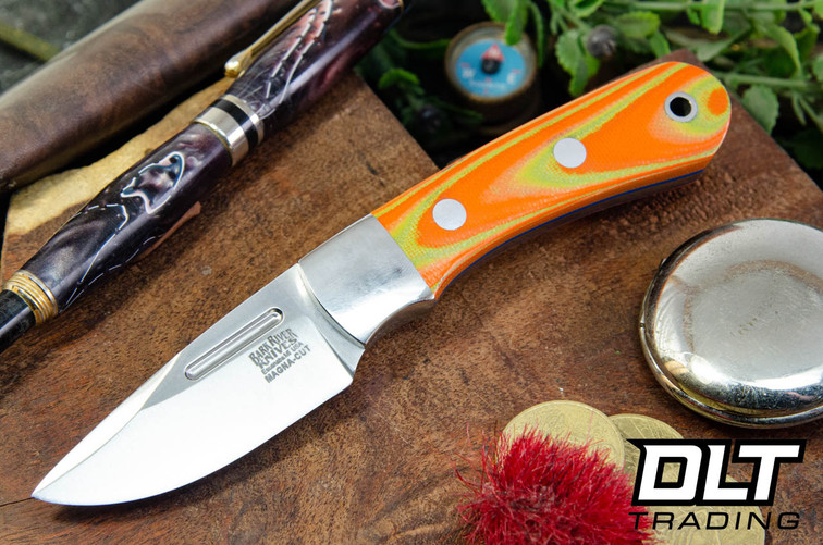 Bark River Essential MagnaCut Toxic Green & Blaze Orange G-10 - Blue Liners