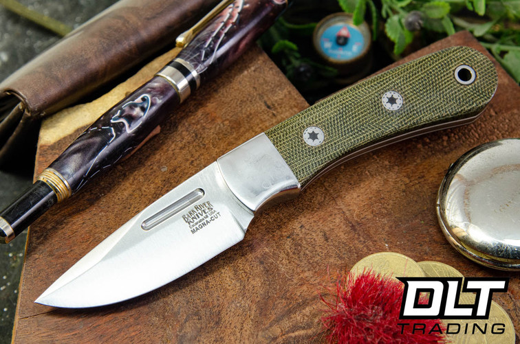 Bark River Essential MagnaCut Green Canvas Micarta - White Liners - Mosaic Pins